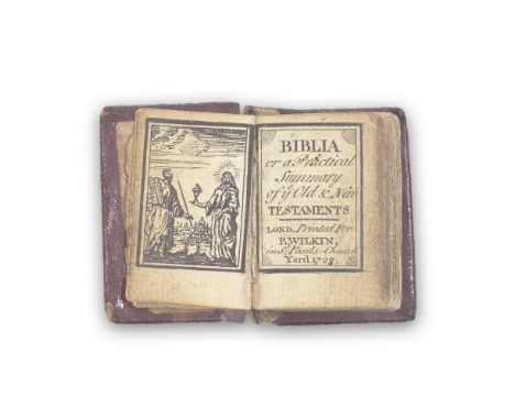 MINIATURE 'THUMB' BIBLEBiblia, or a Practical Summary of Ye Old &amp; New Testaments, 2 vol. in 1,  engraved titles, 15 engra