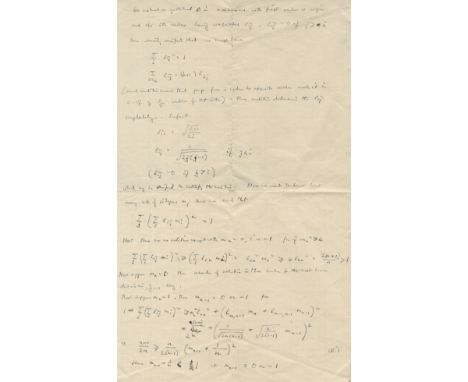 TURING (ALAN)Autograph mathematical calculations setting out a problem in n-dimensional geometry, commencing with the constru