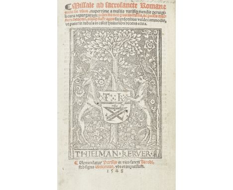 MISSAL, USE OF ROMEMissale ad sacrosanctum Romane ecclesie usum,  printed in red and black, large device on title and final l