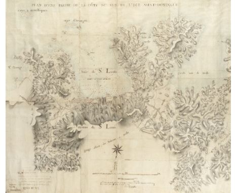 HAITI - ST. DOMINGUE, 1778 - MANUSCRIPT MAP'St. Domingue. Plan d'une partie de la côte du sud de Dominigue, contenant les Bai