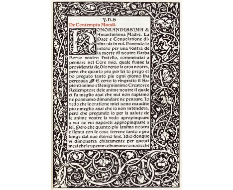 KELMSCOTT PRESSSAVONAROLA (GIROLAMO) Epistola de contemptu mundi, LIMITED TO 156 COPIES,  this one of 150 on paper, edited by