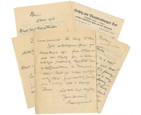 CASEMENT (ROGER)&lt;br/&gt;Series of six autograph letters signed ('Roger Casement', 'R Casement') to Max W. Karstensen, spec