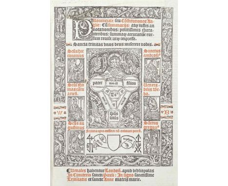 [LYNDWOOD (WILLIAM)]Provinciale seu Constitutiones Anglie cum summariis [-Constitutiones legitime seu legatine regionis Angli