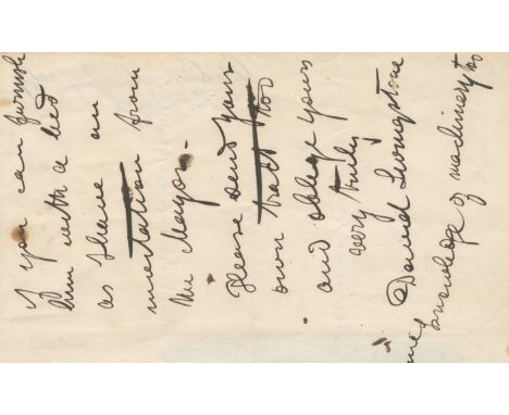 LIVINGSTONE (DAVID)Autograph letter signed ('David Livingstone'), to Thomas Clegg ('My dear Sir'), asking him to send a copy 