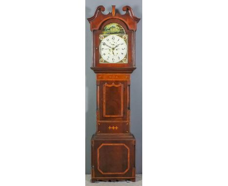 A 19th Century "North Country" mahogany longcase clock by Ingham of Ripon, the 14ins arched painted dial with Arabic numerals