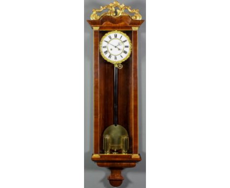 A 19th Century Continental rosewood and parcel gilt cased "Vienna Regulator", the 6.5ins diameter white enamel dial with Roma