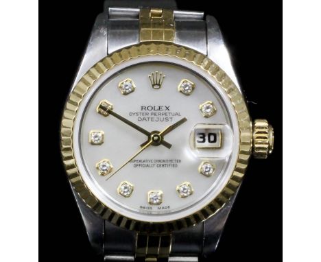 A modern lady's bi-metal Rolex "Oyster Perpetual Datejust" superlative chronometer wristwatch,model No. 69000A the mother-of-