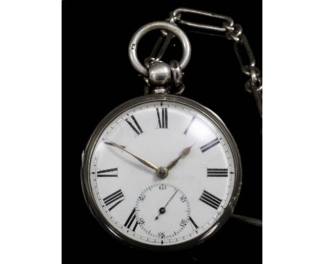 A Victorian silver cased open faced lever pocket watch by Stanley of Boston, No. 20165, the white enamel dial with Roman nume