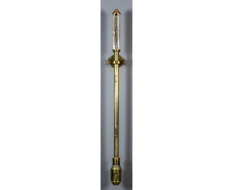 A brass cased stick barometer of "Admiralty" type, 36ins high, with brass gimbal, marked "N.O 159"