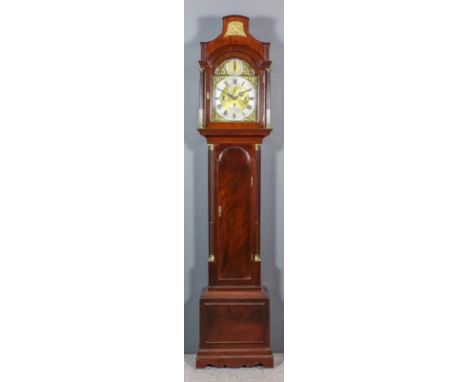 A George III mahogany longcase clock by Peter Birkhead of London, the 12ins arched brass dial with silvered chapter ring with