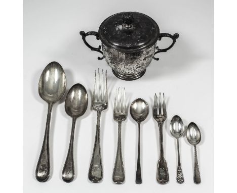 An Edward VII silver circular two-handled cup and cover with leaf pattern finial, the cover engraved with C-scroll ornament, 