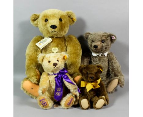 A modern Steiff blonde mohair teddy bear - "1906 Classic", with growler hump and button eyes, 20ins, and three other modern S