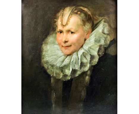 Attributed to Alfred Palmer (1877-1951) - Oil painting -  Shoulder length portrait in the 17th Century manner of a middle age