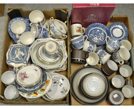 Ceramics - a Hornsea Contrast part tea service;  others Willow, Caenarfon Castle;  continental pottery etc (2 boxes) 