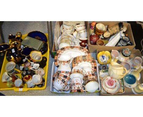 Ceramics - a Staffordshire Grafton tea set for six; an Edwardian Imari palette part tea set; Poole miniature vases; a Lladro 