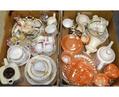 Ceramics and Glass - an Anchor Hoskin Termocrisa orange glass tea service, made in the USA, a goblin teasmaid ceramic teapot;