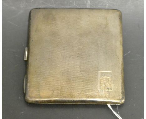 A silver cigarette case, engine turned, Birminham 1936, 125g