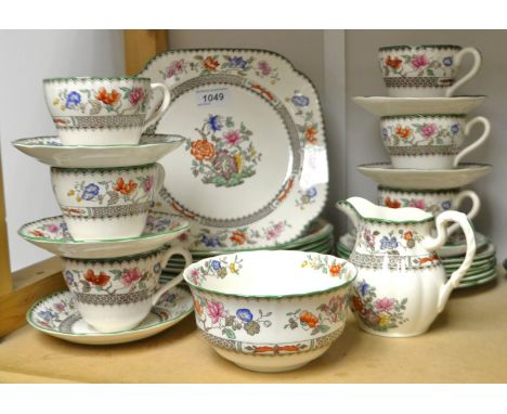 A Copeland Spode Chinese Rose pattern six setting tea service and salad plates
