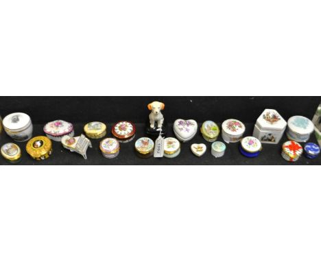 Ceramic and enamel pill boxes - Halcyon days, Spode, Royal Worcester, Hammersley, Limoges, Aynsley, Buckingham; others (21)