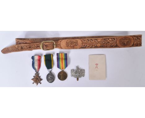 A WWI First World War medal trio awarded to one 6156 Pte W. E. G Bartlett of The Gloucester Regiment. Medals comprising his V