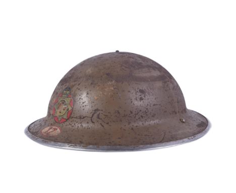 Local interest - an original WWII Second World War period Bristol NFS National Fire Service helmet. The steel brodie helmet w