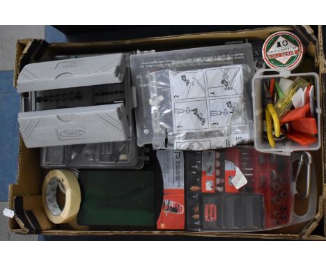 A Box Containing Various Workshop Tools 