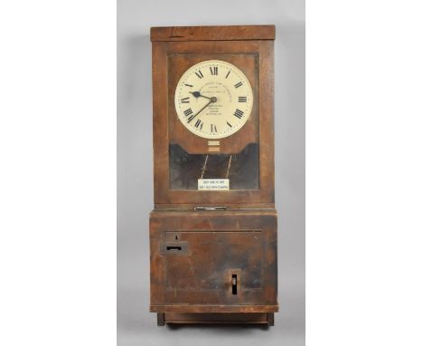 A Vintage Oak Cased Gledhill-Brook Time Recorder Clocking in Clock, 100cm high 