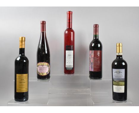 A Collection of Four Bottles of Red Wine and One Bottle of Icewine to Include Pinot Noir, Spatlese, Travicello and 2003 Burg 
