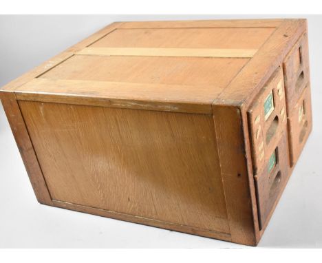 A Vintage Four Drawer Card Index Filing Cabinet, 42cm Wide x 50cm deep and 28cm high 