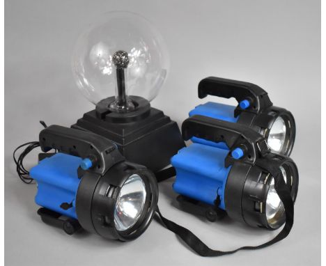 Three Silver Line Torches Together with a Plasma Lamp 