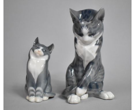 Two Royal Copenhagen Studies of Seated Cats, Largest 19cm high 
