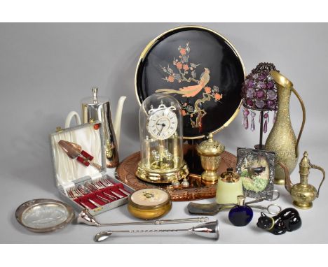 A Collection of Various Metalwares to Include Jugs, Coffee Pot, Vases, Lamp etc 