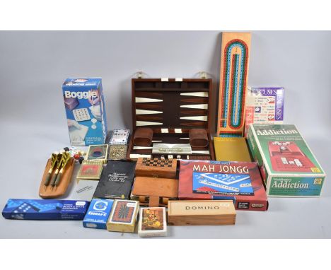 A Collection of Mid to Late 20th Century Playing Cards, Dice, Backgammon Set, Dominoes etc 