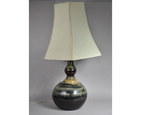 A Large Late 20rh Century Glazed West German Table Lamp and Shade, 96cm high 