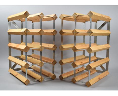 A Pair of Modern Ten Bottle Wine Racks, 30cm Long 