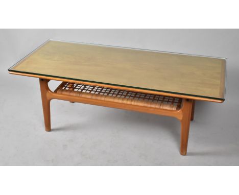 A Late 20th Century Danish Teak Rectangular Coffee Table  by Trioh with Crossbanded Top and Stretcher Shelf, 120cm Long 