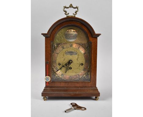 A Modern Mahogany Cased Westminster Chime Bracket Clock by WBA Having Jewelled Movement, Working and with Key 