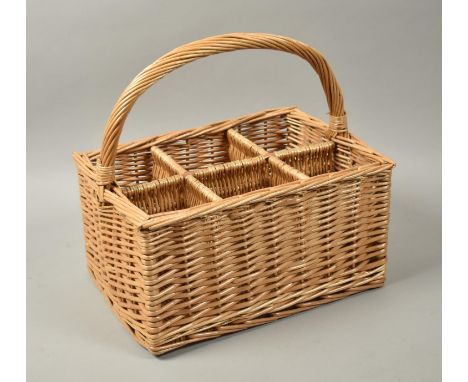 A Modern Wicker Six Bottle Wine Carrier, 35cm Wide 
