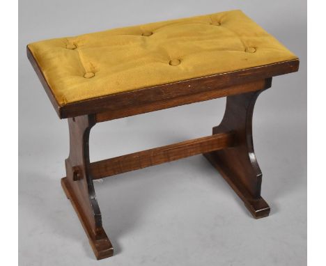 A Vintage Rectangular Topped Buttoned Upholstered Stool, 60cm wide 