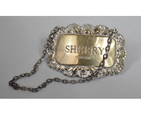 A Silver Decanter Label for Sherry, London 1992, 6cm wide 