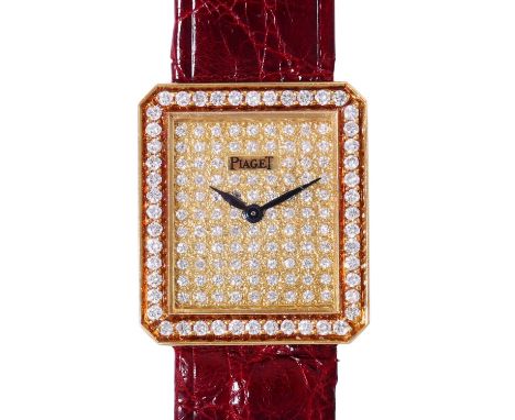 PIAGET Protocole Ref. 41545 Damenarmbanduhr. 18K Gelbgold. Lünette mit insgesamt 26 Brillianten. Original Lederband mit origi