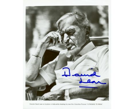 LEAN DAVID: (1908-1991) English Film Director, Academy Award winner. An excellent signed 8 x 10 photograph of Lean seated in 