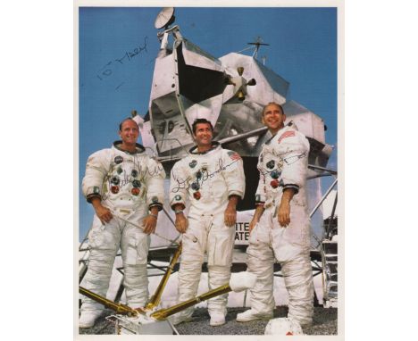 APOLLO XII:&nbsp;Signed colour 8 x 10 photograph by all three crew members of Apollo XII individually, comprising Charles Con