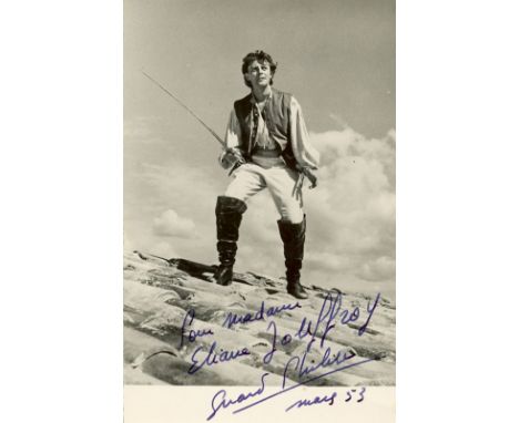 PHILIPE GERARD: (1922-1959) French Actor. Vintage signed and inscribed 3.5 x 5.5 photograph of the actor, the image showing P