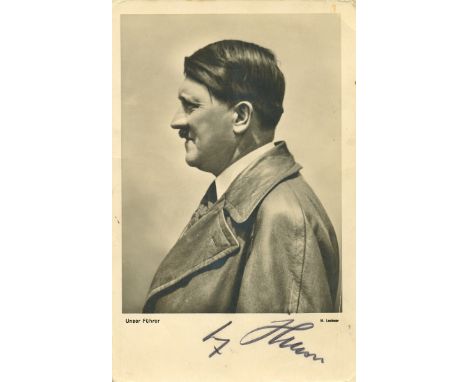 HITLER ADOLF: (1889-1945) Fuhrer of the Third Reich 1934-45. A good vintage signed postcard photograph, the image depicting H