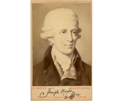 [HAYDN JOSEPH]: (1732-1809) Austrian Composer. A good 2.5 x 4 sepia portrait cabinet card, the E. Hader image, Berlin, showin
