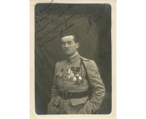 FONCK RENE: (1894-1953) French Aviator, the top Allied Fighter Ace of World War I. Rare vintage signed and inscribed 5 x 7 ph