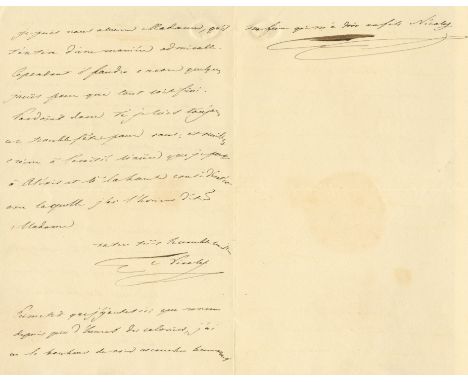 NICHOLAS I OF RUSSIA: (1796-1855) Emperor of Russia 1825-55. A good A.L.S., `Nicolas´, three pages, 8vo, Tsarkoye Selo, 24th 