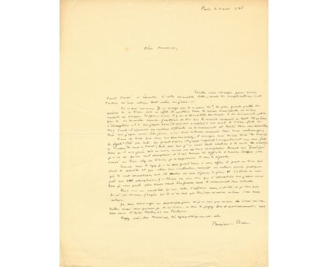 PERET BENJAMIN: (1899-1959) French Poet and Dadaist. Co-founder of the French Surrealist movement. An excellent A.L.S., `Benj