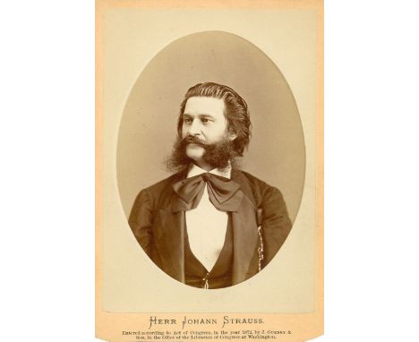 [STRAUSS JOHANN]: (1825-1899) Austrian Composer. Vintage unsigned cabinet photograph by J. Gurney & Son of New York, the oval